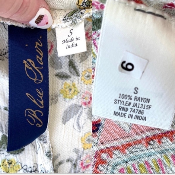 Francesca’s Blue Rain Floral Boho Chic Long Floral Kimono Size Small - Picture 15 of 16